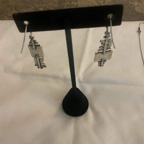 Multicolored Silvertone Earrings - Picture 2 of 3